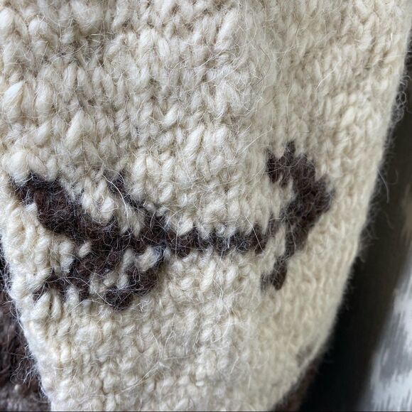 Polo Ralph Lauren Vtg Handknit Cowichan Inspired Buffalo Zip Cardigan Sweater - Picture 6 of 16